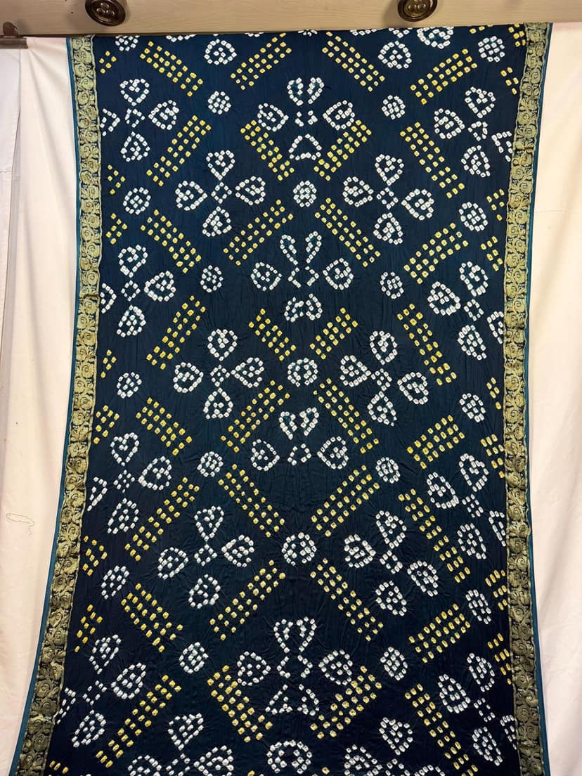Kala Sanskruti All Over Indigo Color Art Silk Bandhani Saree 6.5M with Blouse Piece Elegant Traditional Wear Bridal Unique Saree for Women view 2