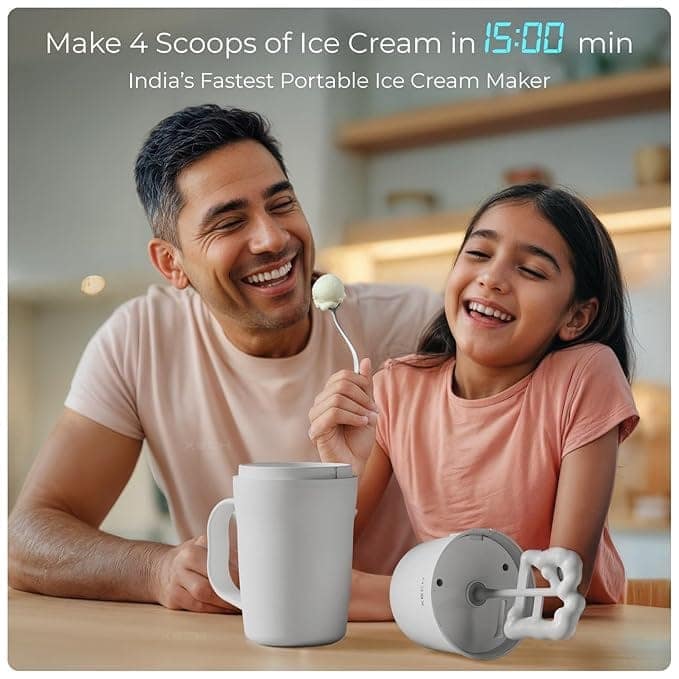 Cordless Rechargeable Softy Ice Cream Machine for Kids & Family | Birthday Gift for Kids, Girls, Women, Men & Teachers | 400ml Bowl (Scoop) view 2