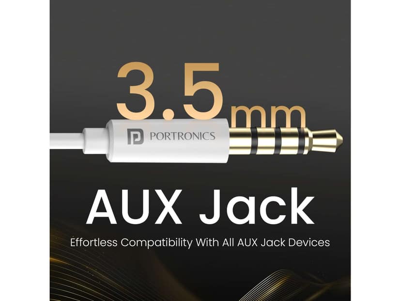 Portronics Conch Theta A 3.5mm Aux Jack, HD Mic, TPE Anti Tangle Material, Unique Earbuds Design - White view 2