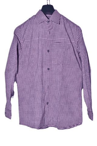 Men's Purple and White Gingham Button Down Shirt