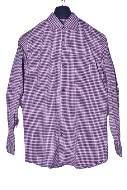 Men's Purple and White Gingham Button Down Shirt
