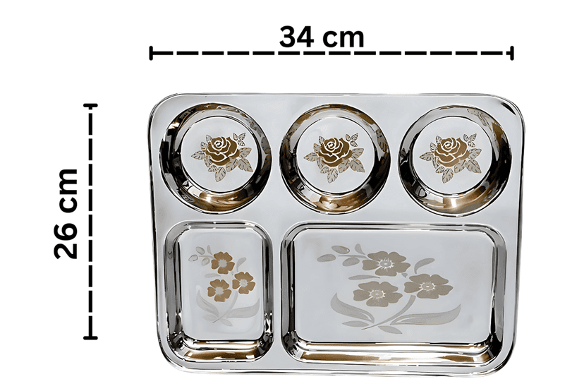 Wektu Stainless Steel Bhojan Thal/5 in 1 Container/Pack of 1 view 2