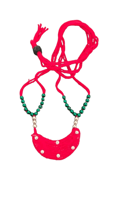 Assamese Handmade Woolen Thread Necklace and Earrings Jewelry Set view 2