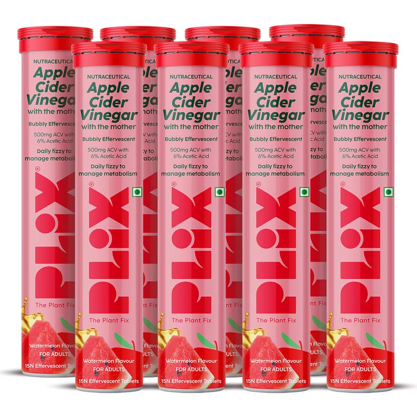 Apple Cider Vinegar Effervescent Tablet with mother (vitamin B6 & B12) Pack of 8 Tubes__2 Months__120 Tablets