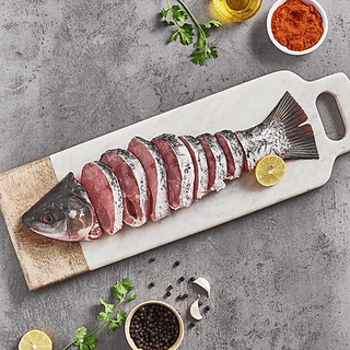 Rohu / Rui - Steaks/Slices/Round cut with full Head (700g to 750g Pack)