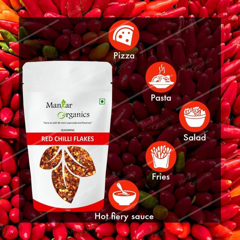 ManHar Organics Red Chilli Flakes Seasoning: 500gm (Chilly Flakes, 500gm) view 2