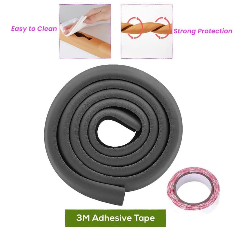 Safe-O-Kid' (Set of 1), Soft Cushioned 6.4 Ft / 2 Mtr Long Edge Guard with Strong 3M Adhesive, Safety for Sharp Edges for Babies- Black view 2