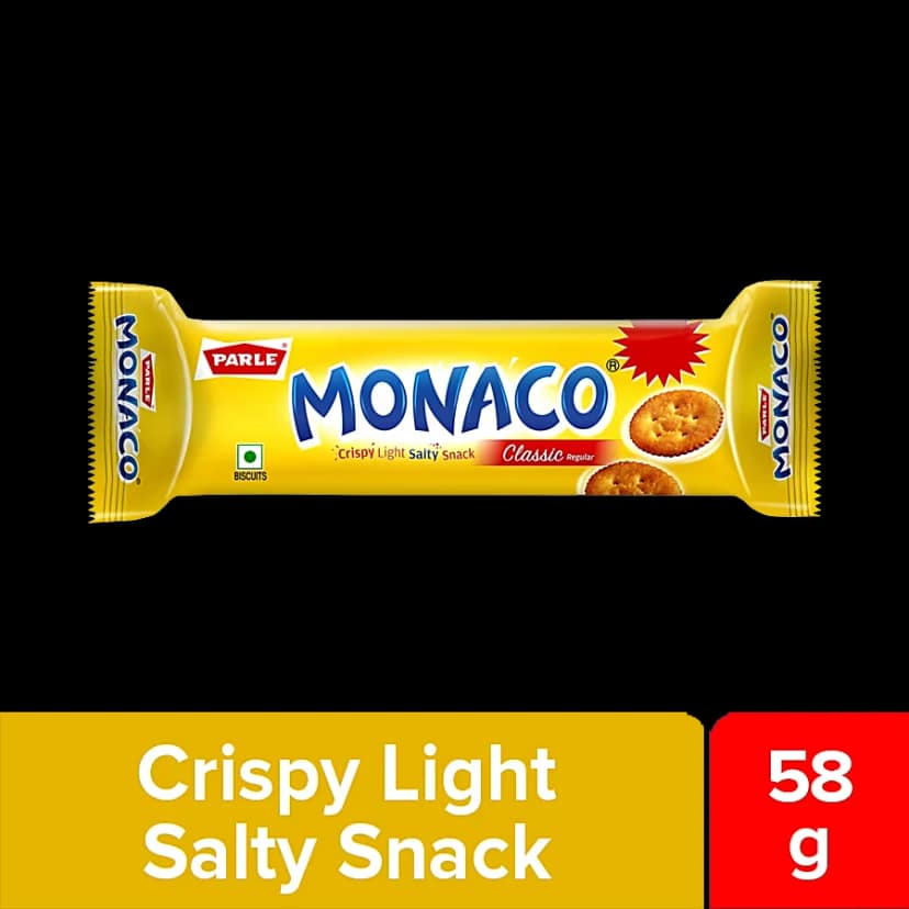 Parle Monaco Biscuit - Classic Regular, Salted Snack, 52.2 G (Get 5.8 G Extra)