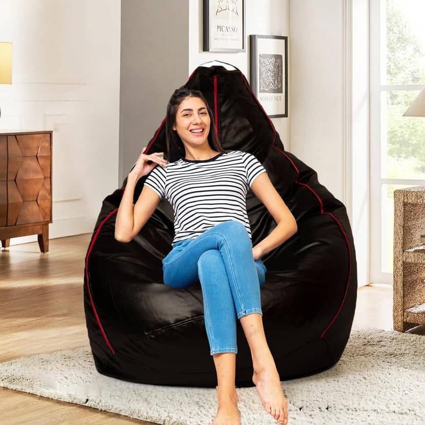 Craftlayout Strip Bean Bag Cover Black Red XL view 2