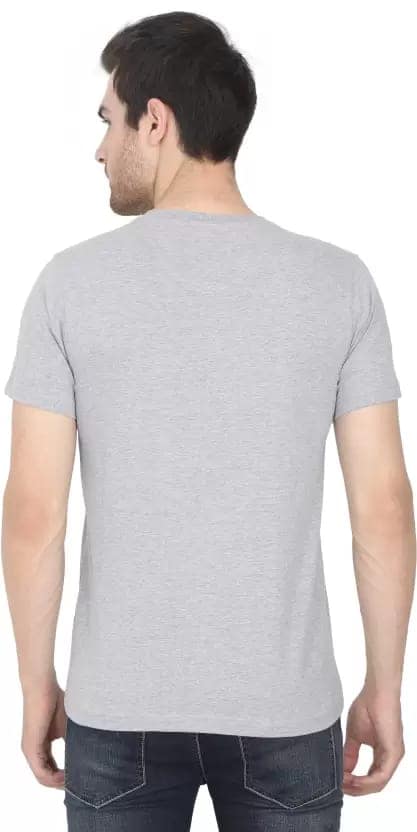 Men Solid Henley Neck Pure Cotton Grey T-Shirt view 2