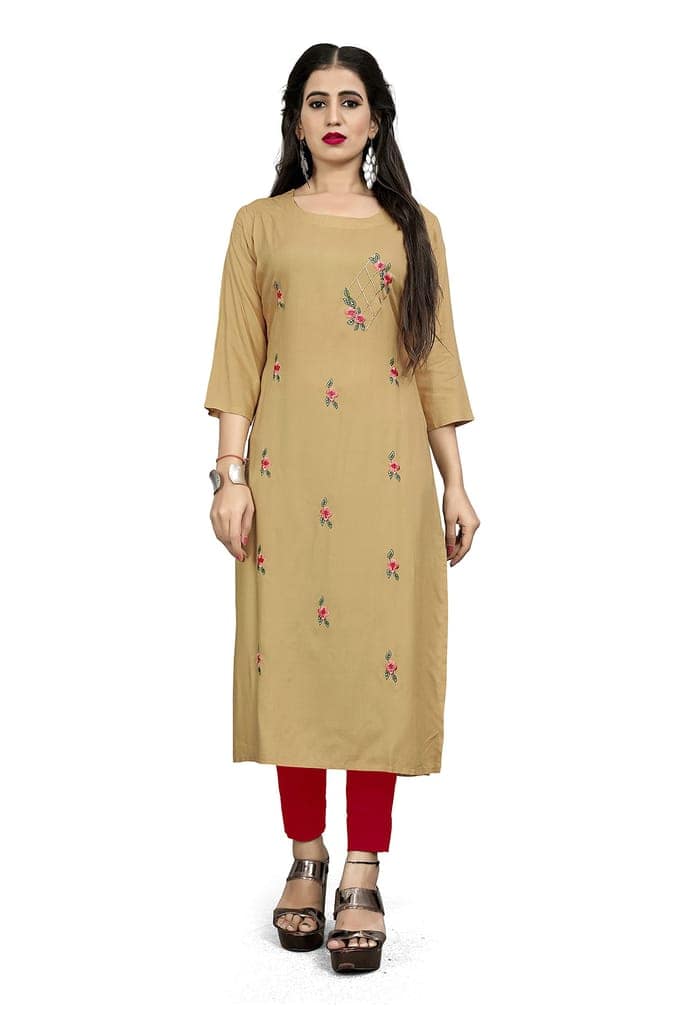 STYLEOO Rayon Embroidered Straight Kurta/kurties for Women and Girls Pack of 2 (M, L, XL, 2XL) view 2