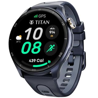 Titan Celestor 1.43" AMOLED Smart Watch with Built-in GPS, Advanced Health Intelligence, AI Voice Assistant, Aluminium Case, 100+ Sports Modes, Water Resistance – Smartwatch for Men & Women (Blue)