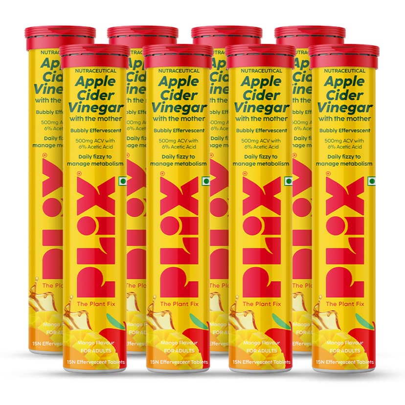 Apple Cider Vinegar Effervescent Tablet with mother (vitamin B6 & B12) Pack of 8 Tubes__2 Months__120 Tablets