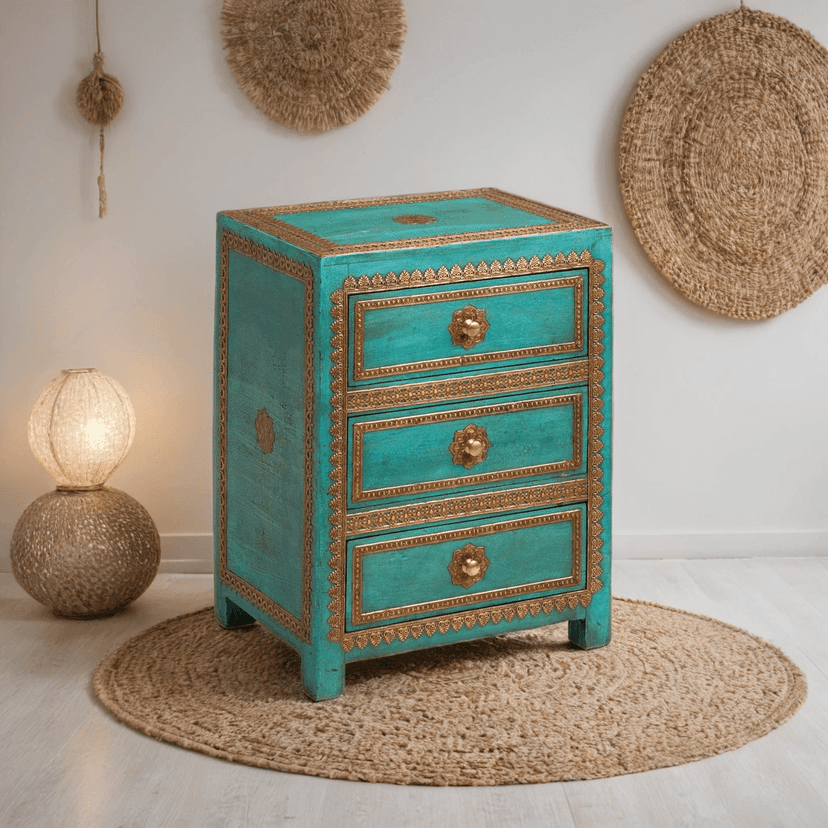 Wooden Side Cabinet-Bedside Drawers Storage
