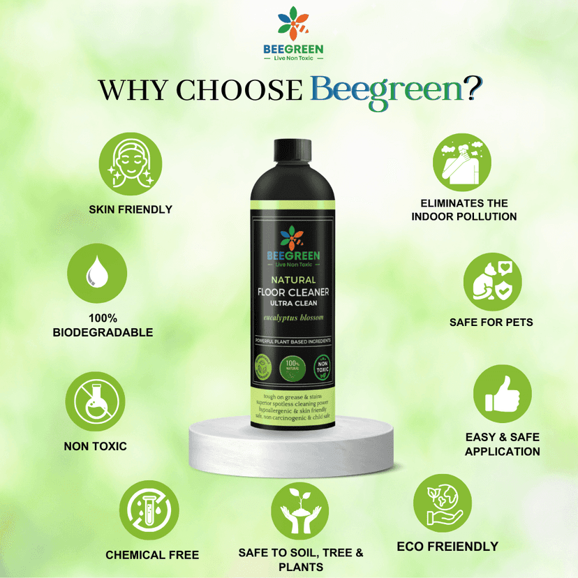 Beegreen Natural Floor Cleaner Ultra Clean 500 ml | Eco-Friendly & Biodegradable | 100% Natural & Plant based | Non Toxic | Chemical Free | Alcohol & Sulphates Free | Family Safe view 2