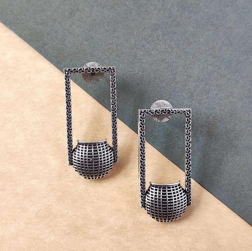 Latest Oxidized Silver Matka(pot) Designer Earring For Women And Girls(Female) view 2