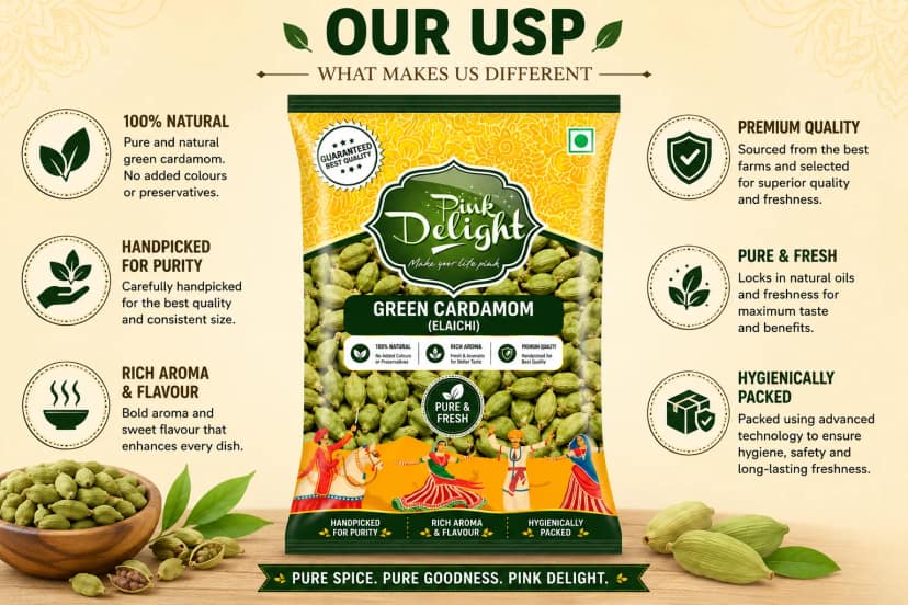 Pink Delight Premium Green Kerala Idukki Grown Ilayachi 50g view 2