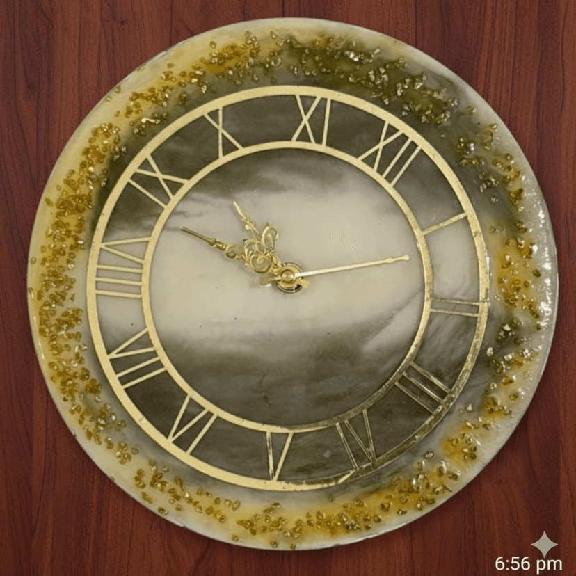 VKR Trading Handmade Luxury Resin Wall Clock Yellow Round 6 Inch with Roman Letters view 2