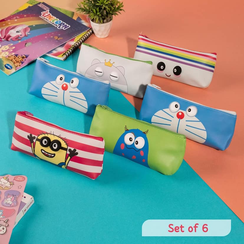 BREEPREE 3D Pencil Case and Pen Holder Set of 6 Soft Waterproof Pencil Pouch for Kids Return Gifts view 2