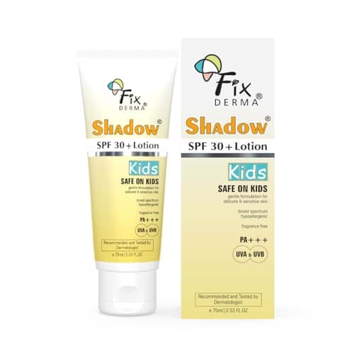 Fixderma Shadow Sunscreen SPF 30+ Lotion for Kids PA+++ | Sensitive Skin, Body & Face | Broad Spectrum Sunscreen for UVA & UVB Protection,Non Greasy & Water Resistant - 75gm view 2