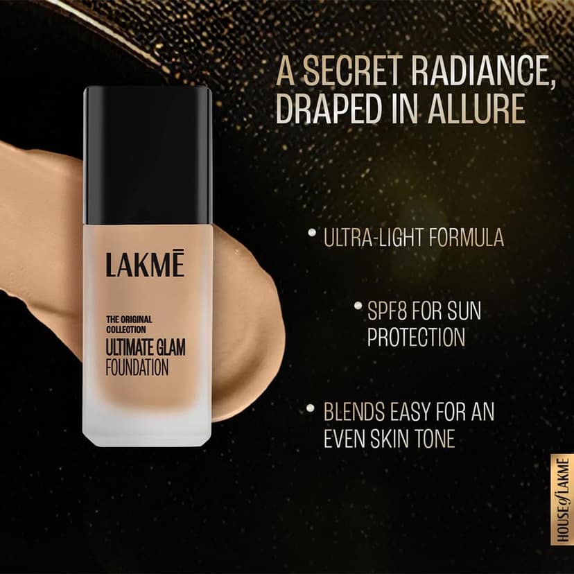 Lakme Ultimate Glam Foundation, Shade 04, 25 ml Lakme Ultimate Glam Foundation, Shade 04, 25 ml - Shade 04 / 25 ml (Pack of 1) view 2