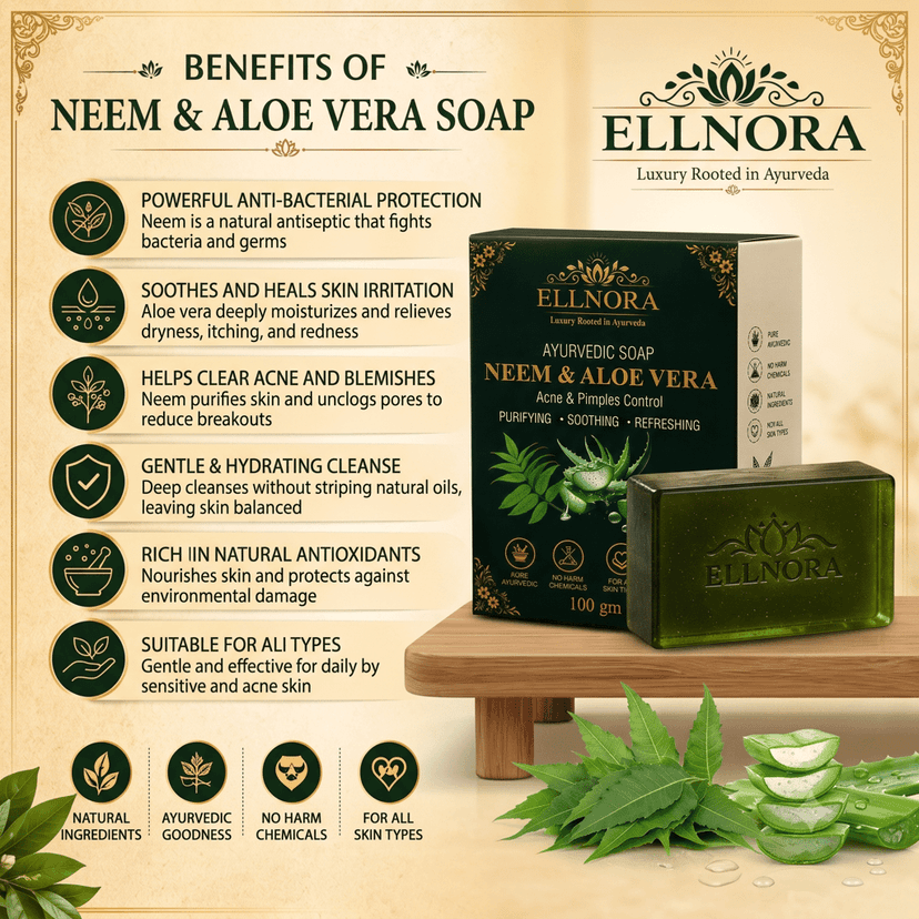 Ellnora Neem & Aloe Vera Ayurvedic Soap (Special Offer – Buy One Get One Free) view 2
