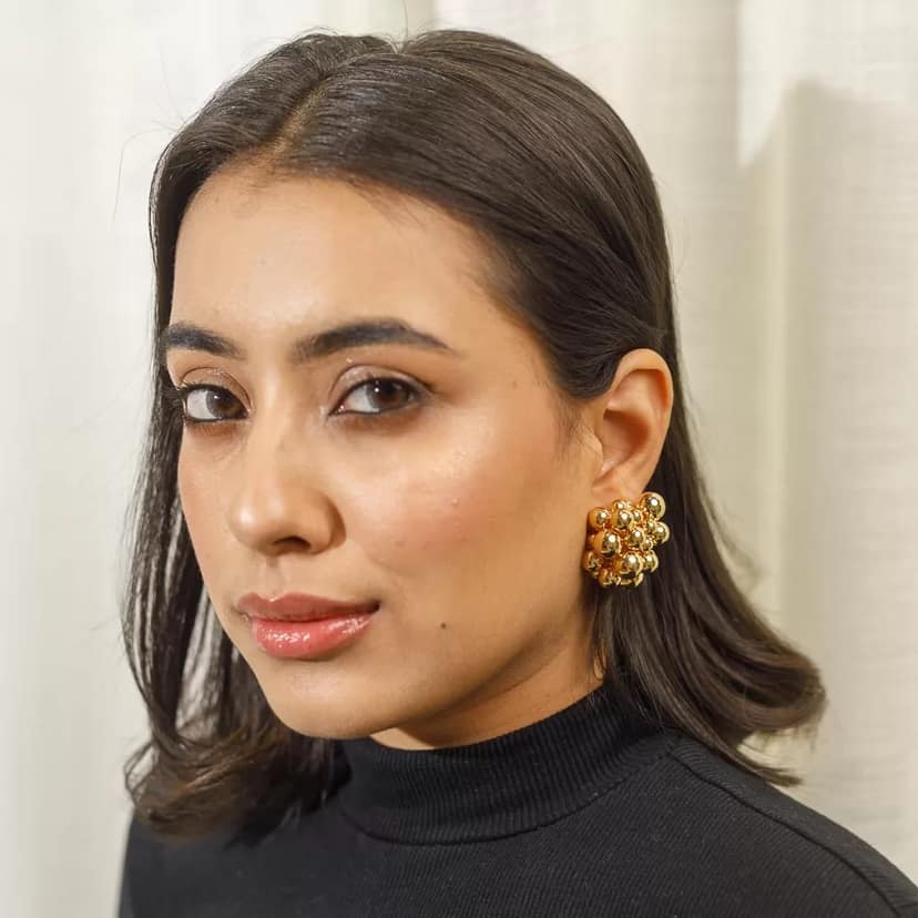 Golden Cluster Stud Earrings view 2