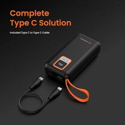 Portronics Ampbox 10K 10000 mAh Nano Power Bank with 22.5W,Type C Input, Wake Up Button(Black) view 2