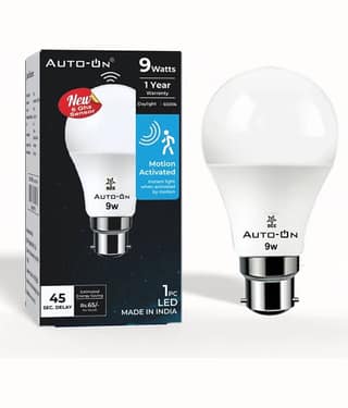 Auto-ON Motion Sensor LED Bulb 9W Motion Sensor Light White - Pack of 1