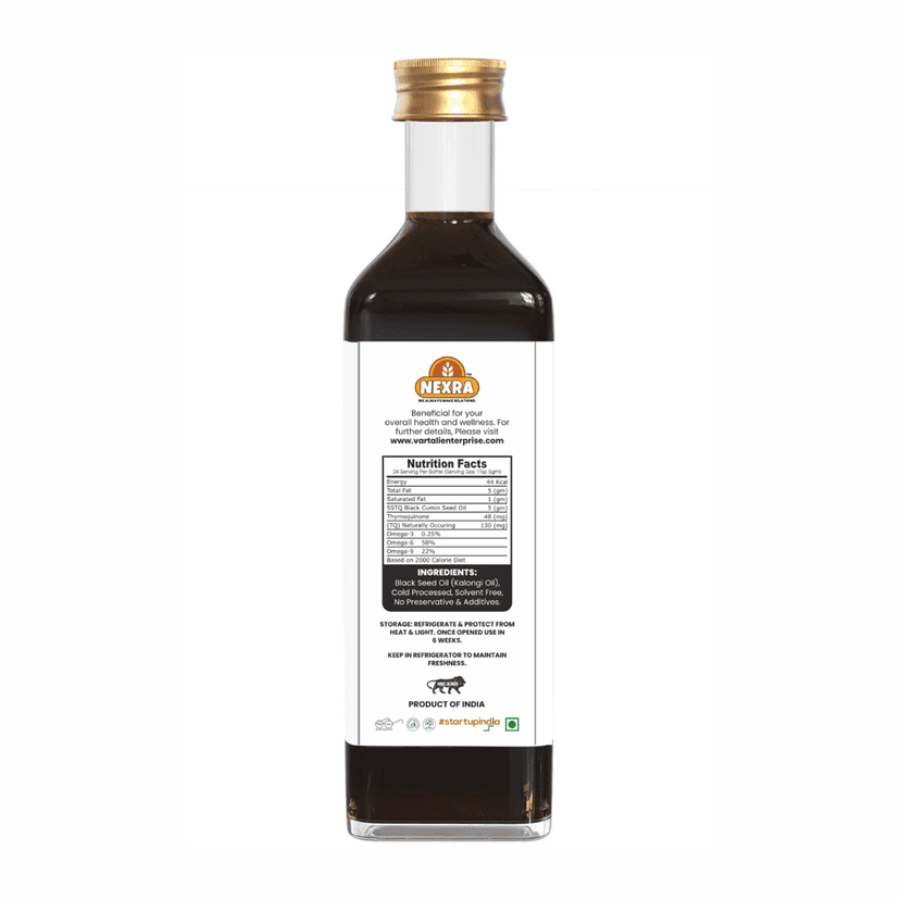 Nexra - Cold Pressed Black Seed (Kalonji) Oil - 250ml |For Cooking | 100% Pure & Natural Food Grade Virgin Oil | For Skin Firming & Anti Aging view 2