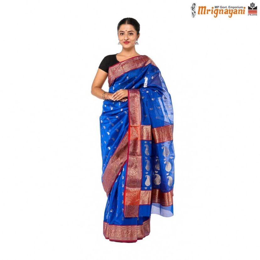 HANDLOOM CHANDERI SILK SAREE WITH BLOUSE (SKU - 1SC103151121, SAREE - 1002) view 2