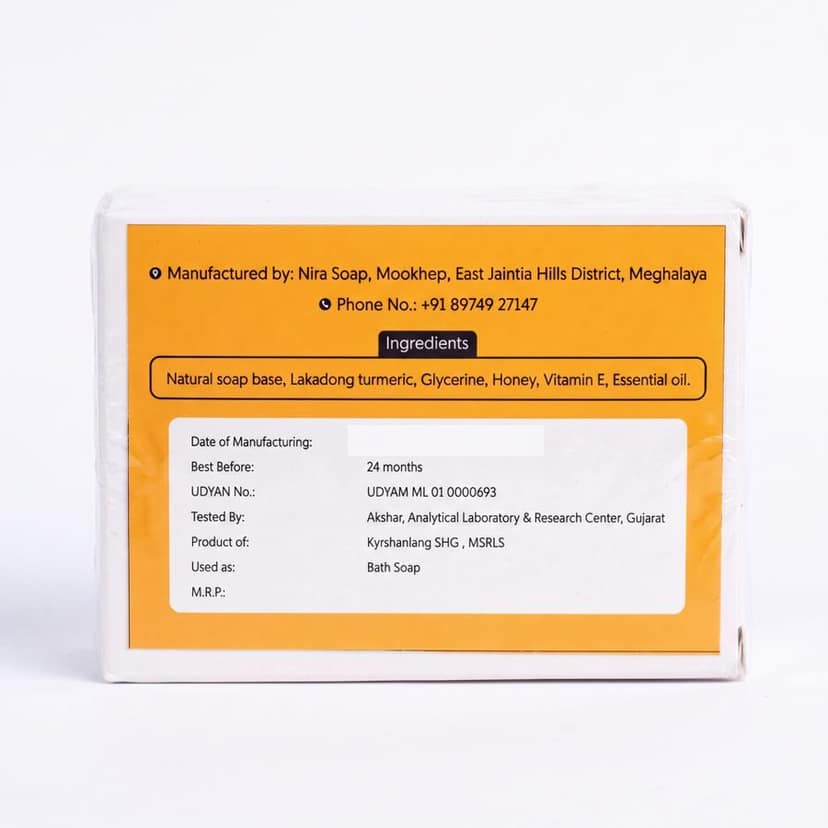 LAKADONG TURMERIC NATURAL HANDMADE SOAP - 100 gms view 2