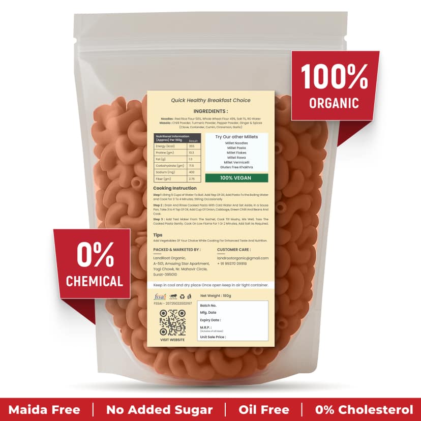 Land root -Red Rice Pasta 180 Grams view 2