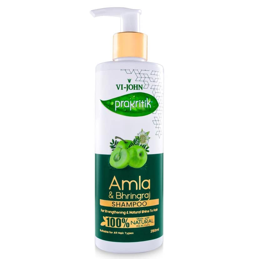 VI-JOHN PRAKRITIK Amla & Bhringraj Shampoo For Strengthening, Made With 100% Natural Bio Actives (250 ml)