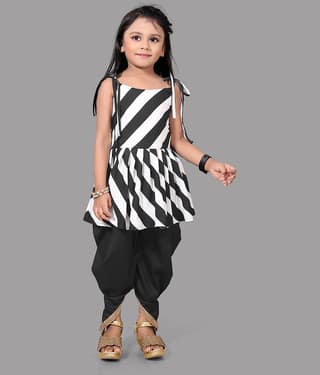 Aarya Creation Girls Crepe Suit Sets ( Pack of 1 , Black )