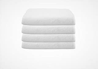 Gethitched Creations 100% Cotton 4 Pieces Solid White Hand & Face Towels or Napkins 375 GSM, 30 cm x 50 cm