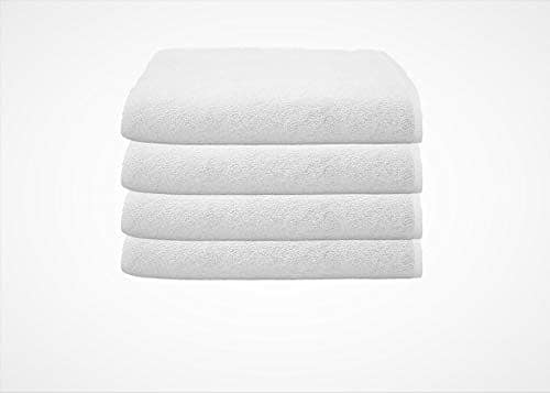 Gethitched Creations 100% Cotton 4 Pieces Solid White Hand & Face Towels or Napkins 375 GSM, 30 cm x 50 cm