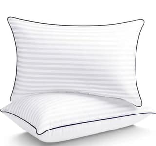 EASTTARDOMM Side dori strip pillow pack of two| White | Size – 16 x 26 Inches |