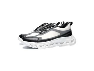 Volton Ashes Illusion Casual Chunky Lace-Up Shoes - White Black and Radium with Height Lift - UK - 8