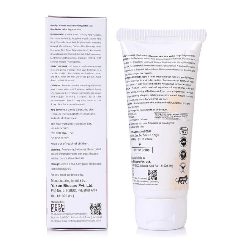 Dermease Rice Face Wash with Niacinamide for Bright Skin view 2