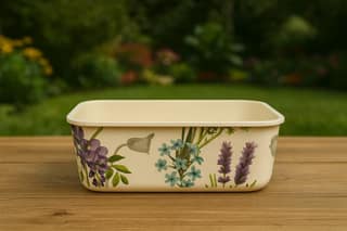 ECOCASK Bamboo Floral Pattern Food Storage Container, Decorative Rectangular Serving Bowl