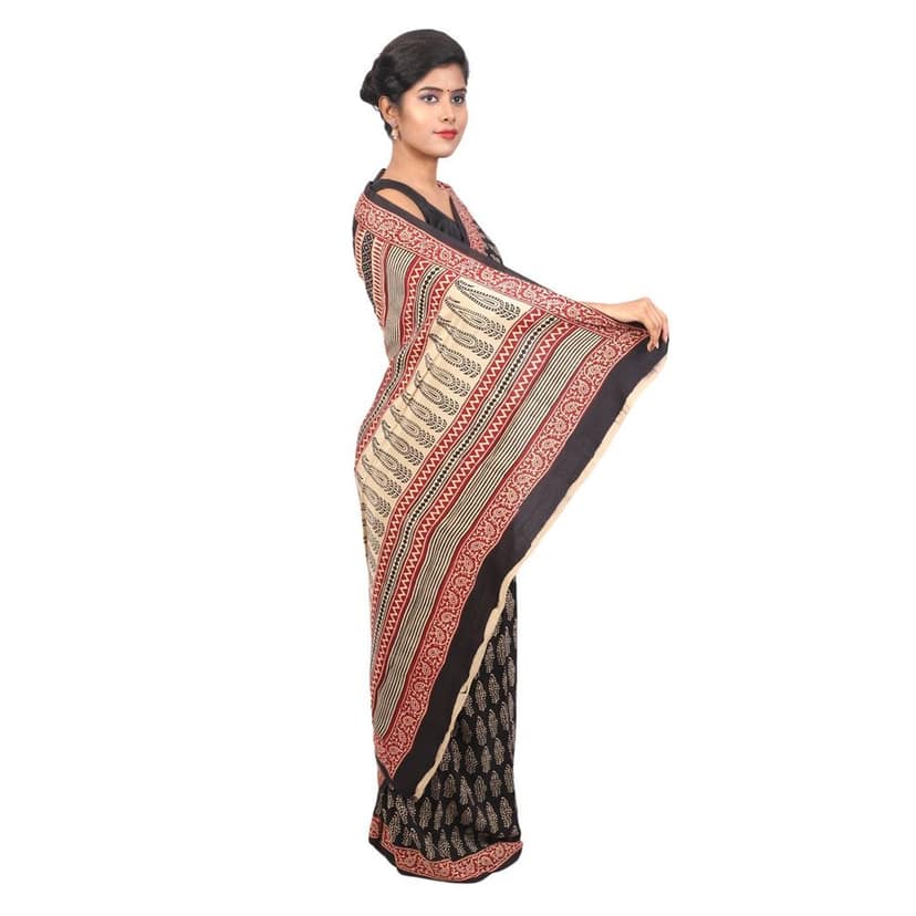 HANDLOOM CRAPE SILK SAREE WITH BLOUSE (SKU - 3I0106030422 SAREE- 182) view 2