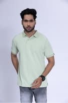 Celadon Green Polo T-Shirt With Jacquard Collar