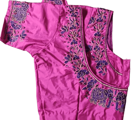 Ready Made Work Blouse with intricate zari and stone embroidery work view 2