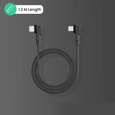 Portronics Konnect L 60W PD Type C to Type C Mobile Charging Cable, 1.2M, Fast Data Sync, Tangle Resistant, TPE+Nylon Braided (Grey) view 2