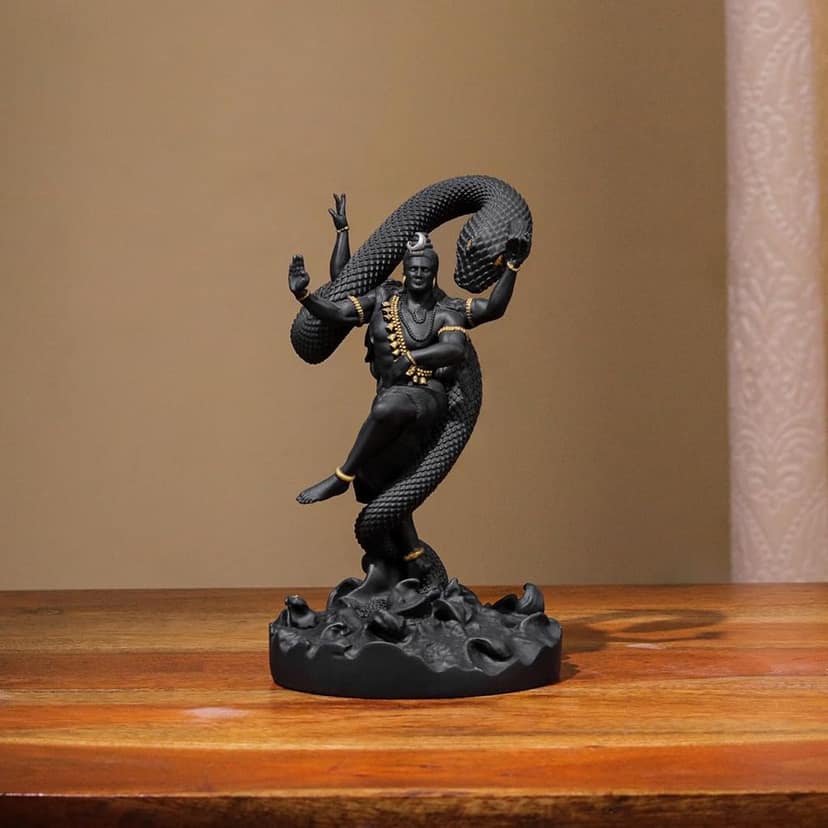 Artarium Mystical Shiva Idol Dancing Shivji Statue Handcrafted Shankar Bhagwaan Idol Bholenath Murti Mahadev Statue for Home Decor Mandir Decor & Gift Item (Mystical Shiva Black 6 Inch) view 2