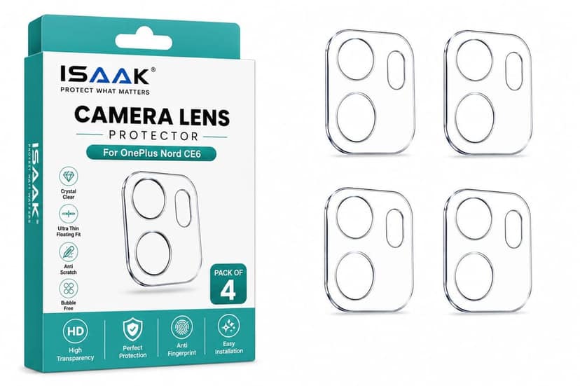 ISAAK Back Camera Lens Protector compatible for OnePlus Nord CE6 (Pack of 4)