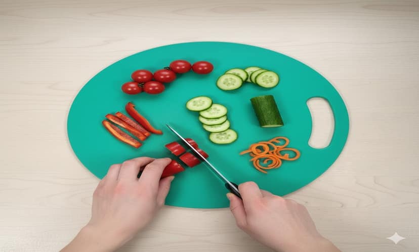 Dark Wolf Round Plastic Cutting and Chopping Board with Handle Lightweight Kitchen Prep Board view 2