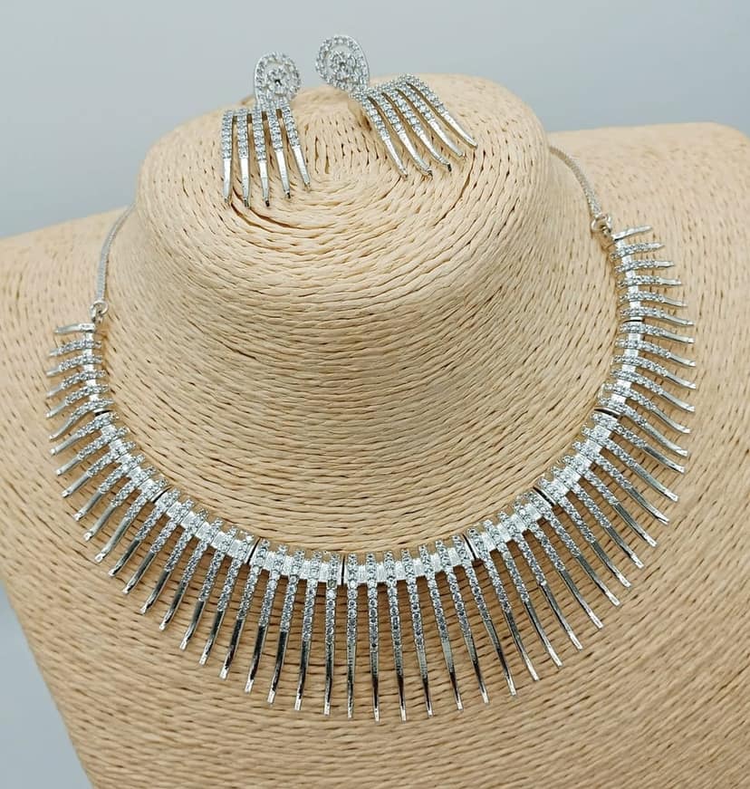 American diamond necklace set view 2