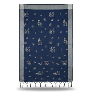 Sambalpuri Indigo Folk Heritage Handloom Saree